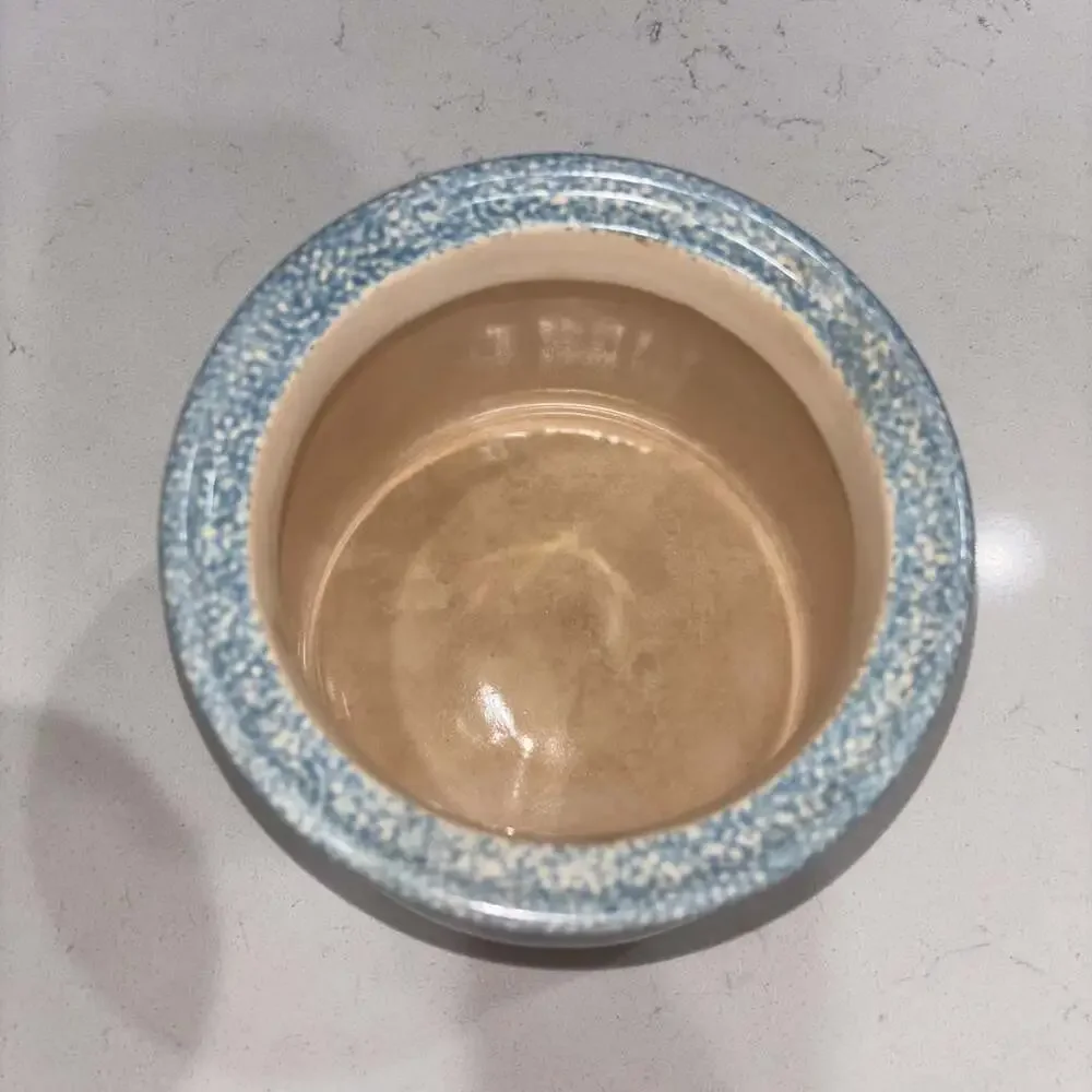Vintage Stoneware Blue Heart Cookie Jar